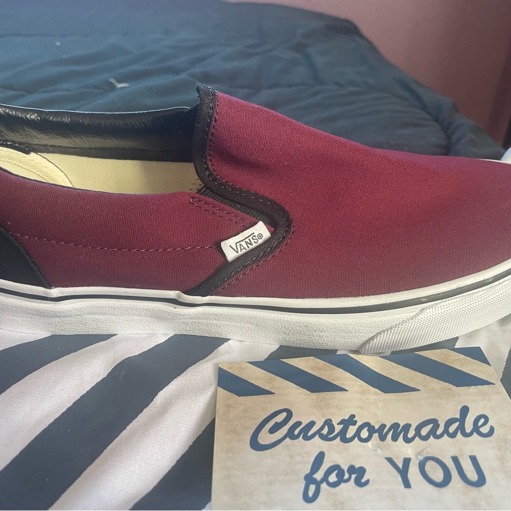 Brand new Vans Custom Burgundy Slip-Ons